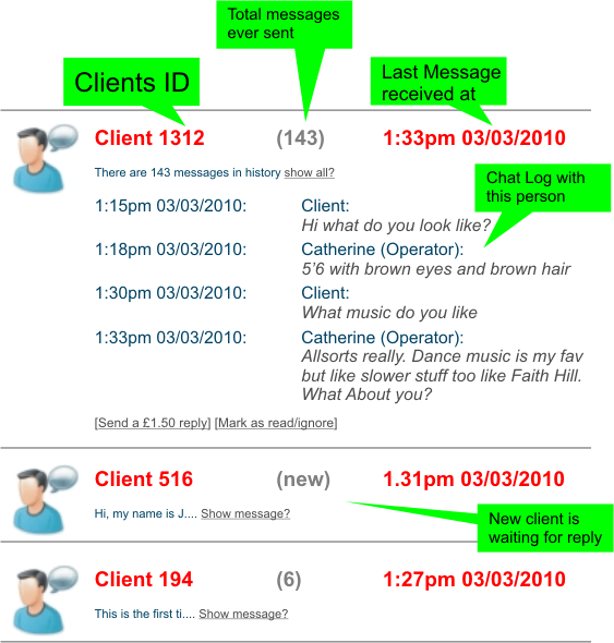 How the Textvertisig text chat service looks and functions