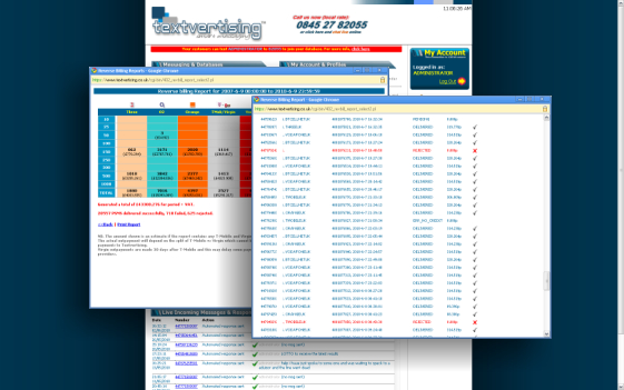 Textvertising Admin Panel: Premium Rate Reports