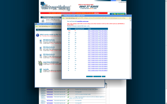 Textvertising Admin Panel: Interactive Services - Text Voting, Text Competitions